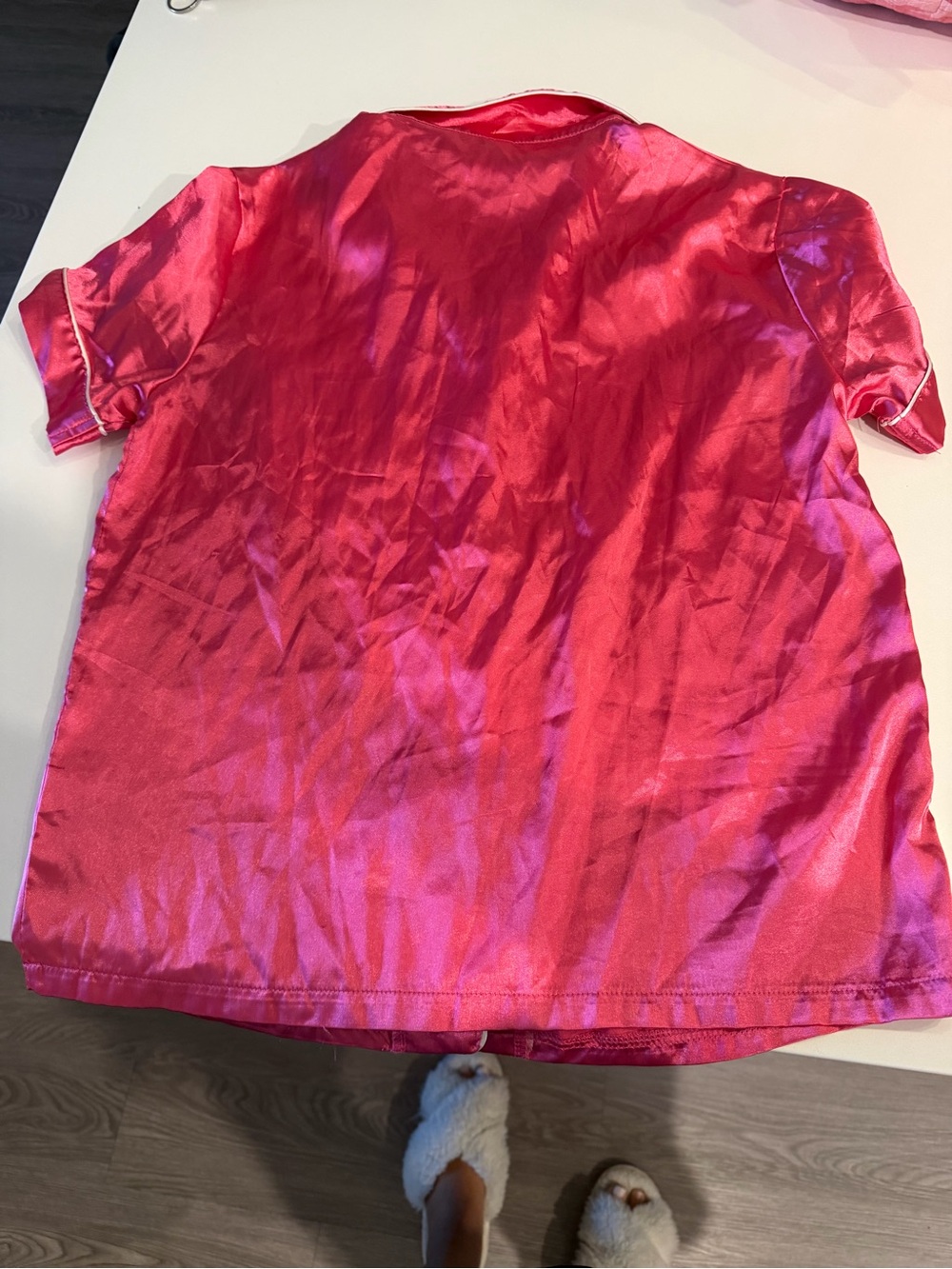 Satin Short Pajama Set - Hot Pink size Medium - Picture 5 of 5
